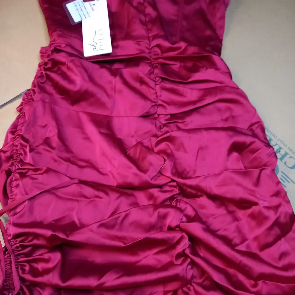 OH POLLY RED SATIN CORSET TOP MINI DRESS - SIZE 12