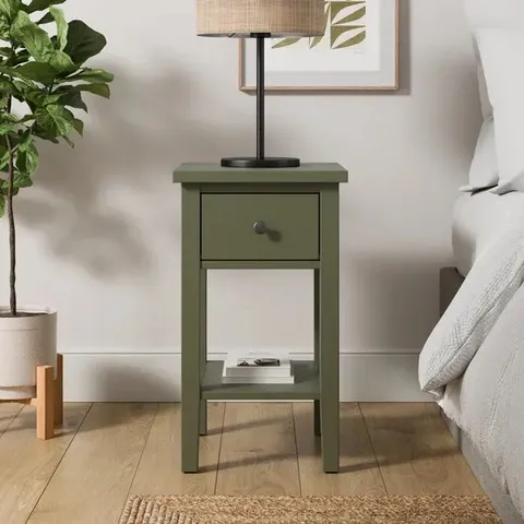 BOXED LYNTON COMPACT BEDSIDE TABLE - OLIVE (1 BOX)