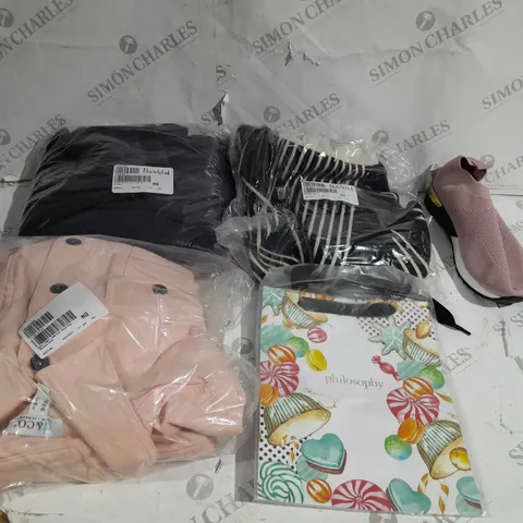 BOX OF APPROX 35 ASSORTED ITEMS TO INCLUDE - D&CO JACKET - PYJAMA SET REG - KNITTED SWEATER ECT