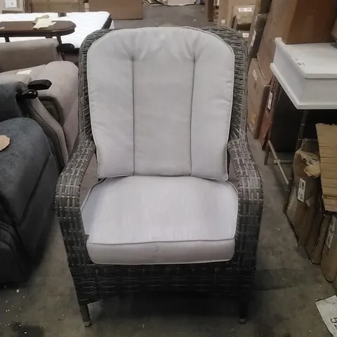 GLENNA PATIO RATTAN ALUMINIUM DINING SIDE CHAIR WITH CUSHIONS - GREY (SET OF 2)