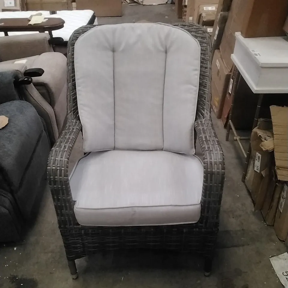 GLENNA PATIO RATTAN ALUMINIUM DINING SIDE CHAIR WITH CUSHIONS - GREY (SET OF 2)