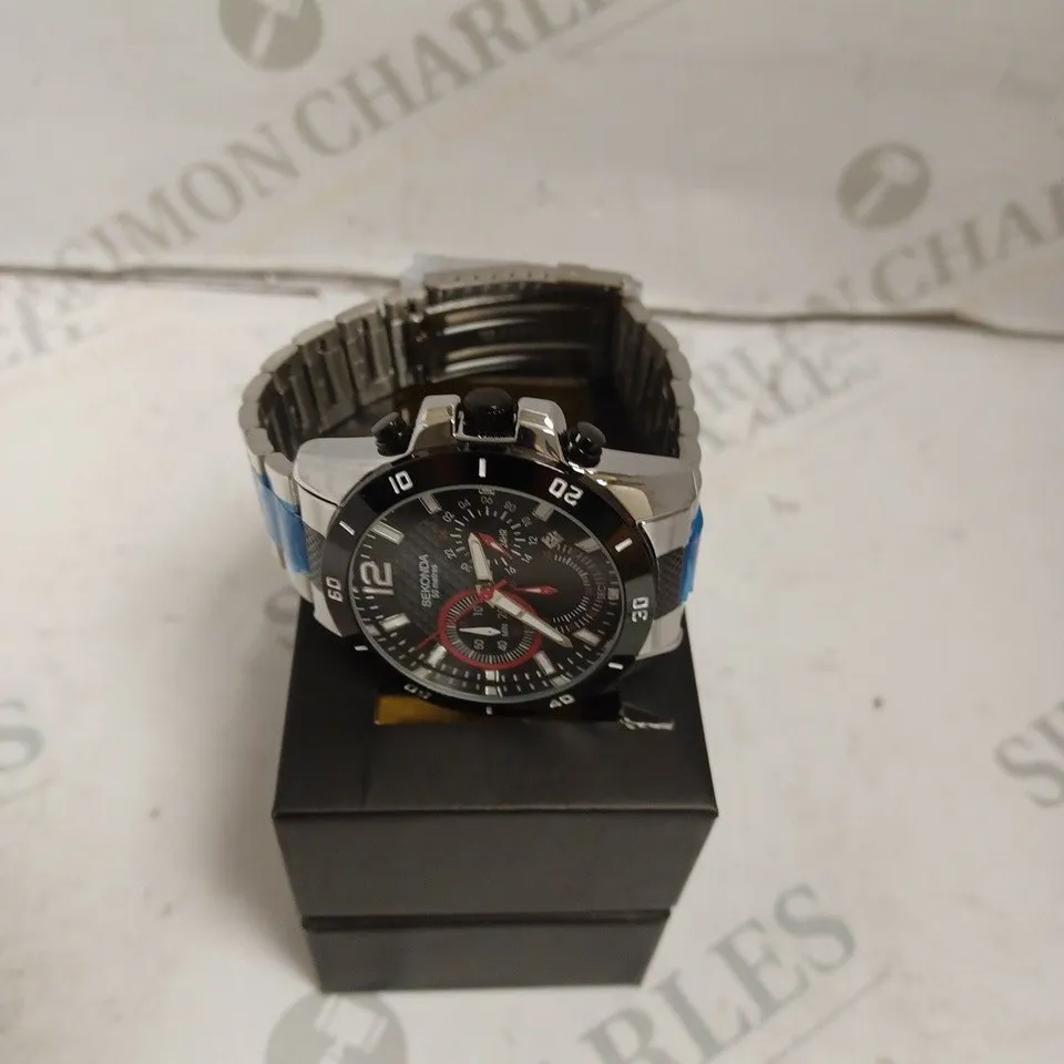 BOXED SEKONDA GENTS SPORTS WATCH WIHT TWO TONE STAINLESS STEEL BRACELET - JAPAN MOVEMENT - 5 ATM. 