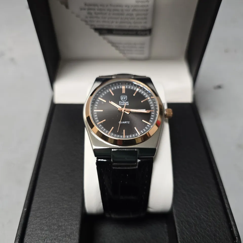 ERNEST FERDINAND WATCH – DAY DATE CALENDAR DIAL – LEATHER STRAP – 3ATM WATER RESISTANT - GIFT BOX