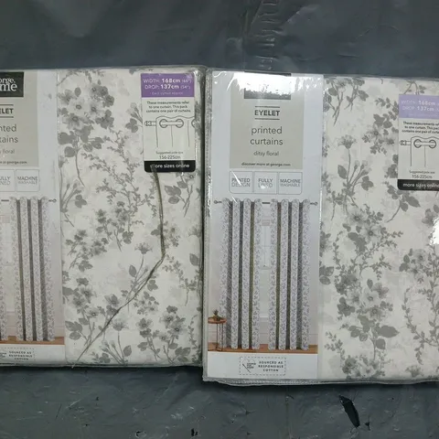 BOX OF APPROXIMATELY 8 ASSORTED FLORAL PRINT EYELET CURTAINS (SIZES MAY VARY) - COLLECTION ONLY