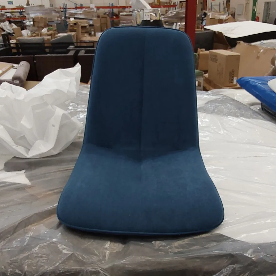 BOXED SET OF 2 BLUE SUEDE CHAIRS (1 BOX)