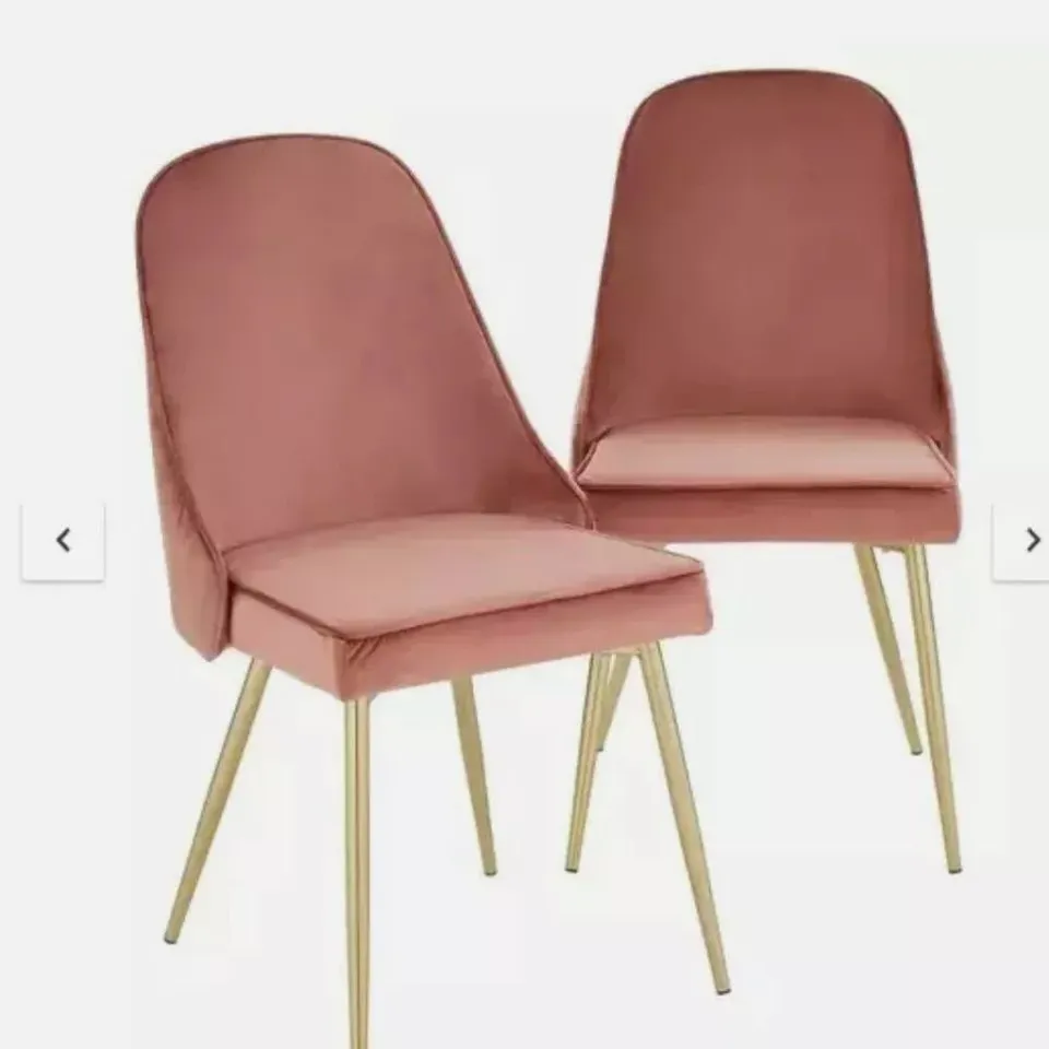 BOXED PAIR OF MICHELLE KEEGAN IVY VELVET DINING CHAIRS - DUSTY PINK