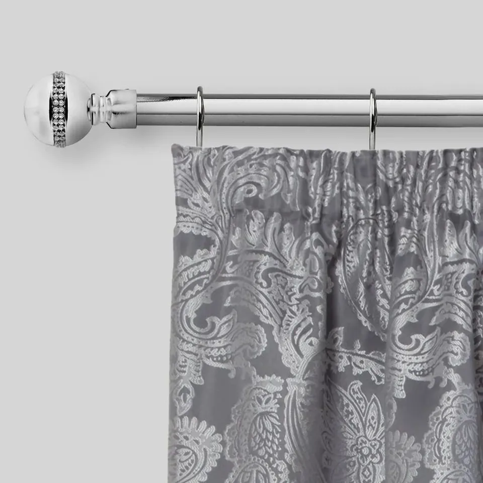 BOXED BLING DIAMOND STAINLESS STEEL ADJUSTABLE CURTAIN POLE 