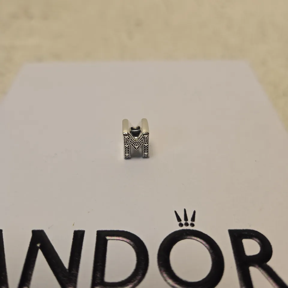 PANDORA SILVER LETTER M CHARM BEAD