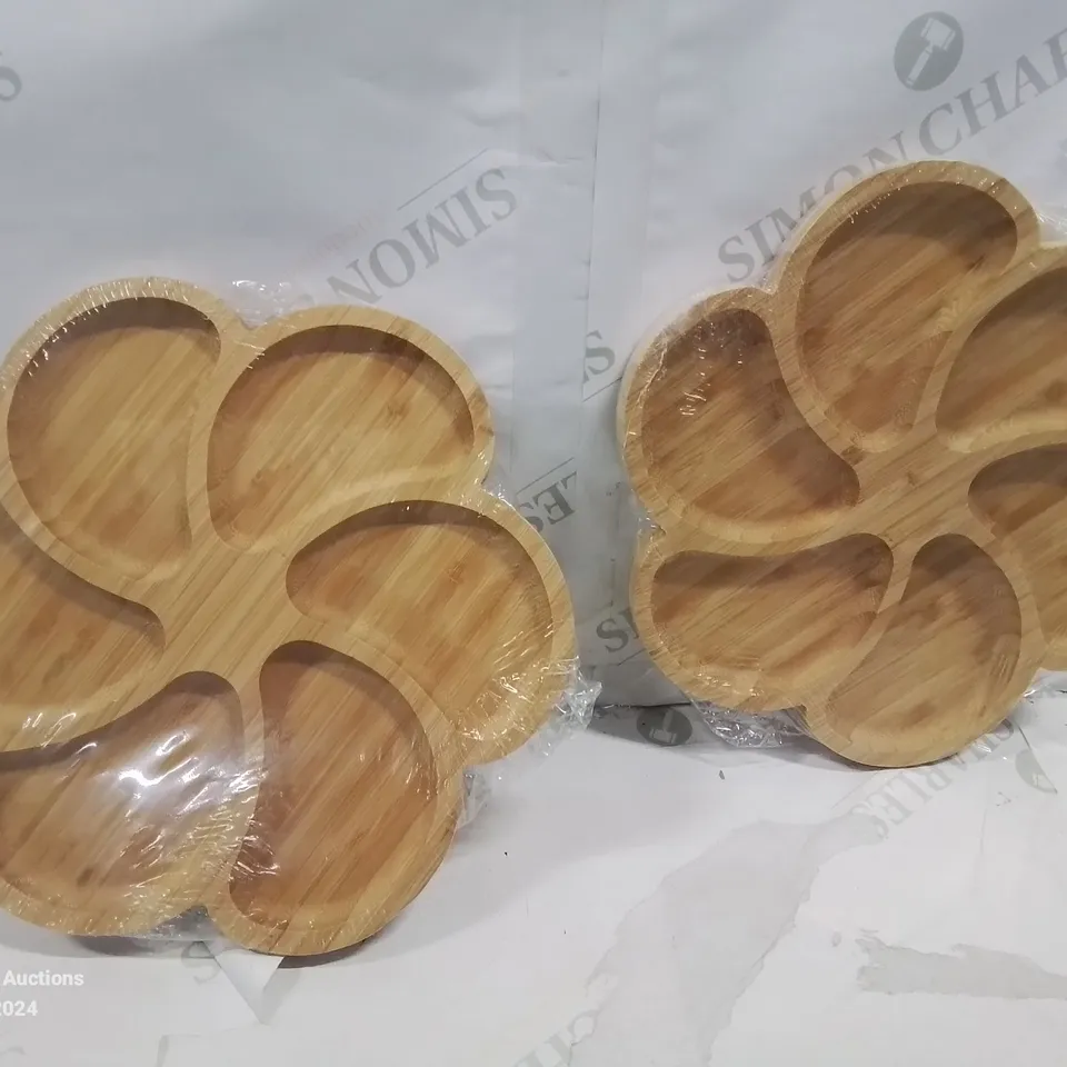 18 SEALED 6-SECTION BAMBOO FRUIT/FOOD SERVING TRAYS