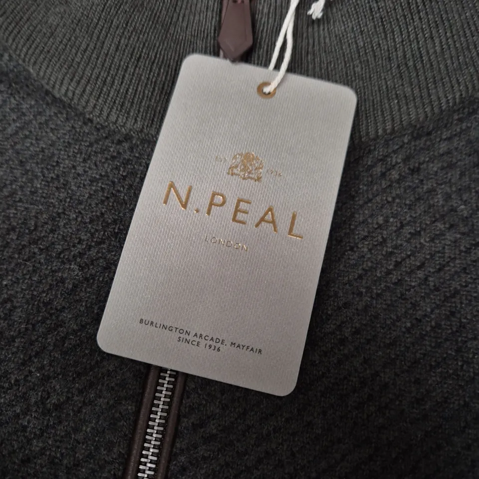 N.PEAL LONDON FUR TRIM HALF ZIP SWEATER – CHARCOAL, MEDIUM