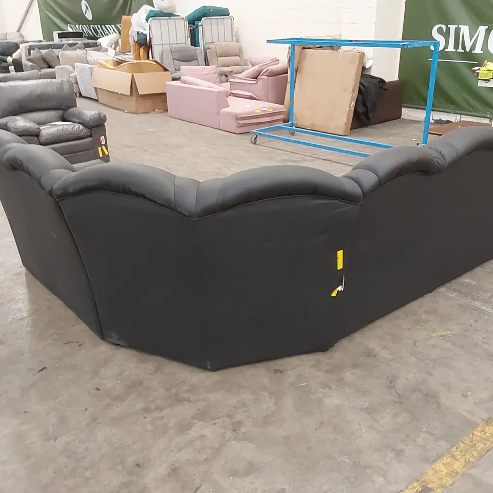 DESIGNER COLIN CORNER SOFA BLACK FAUX LEATHER 