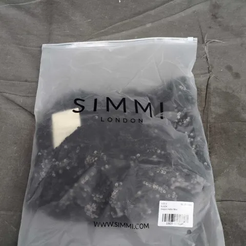 BAGGED SIMMI LONDON SEQUIN HALTER MINI IN BLACK - SMALL