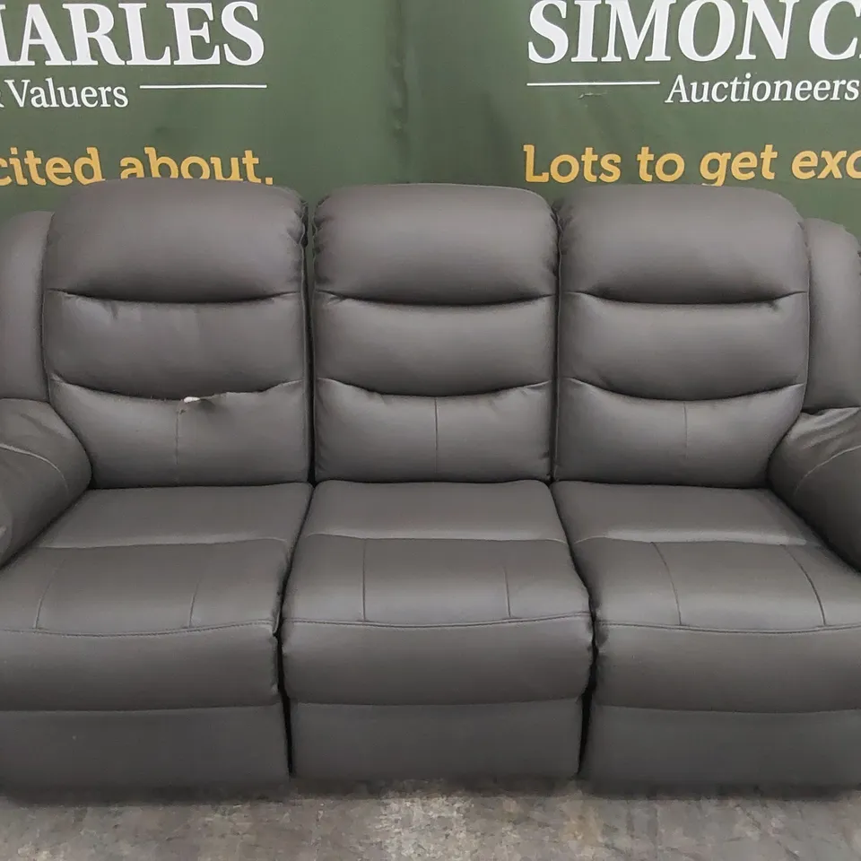 DESIGNER 3 SEATER MANUAL RECLINER FAUX LEATHER SOFA