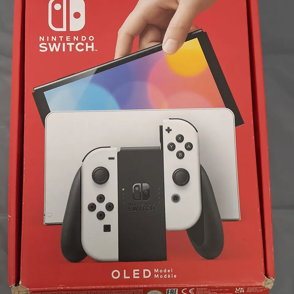 BOXED NINTENDO SWITCH OLED 64GB WITH WHITE JOY-CON CONTROLLERS 