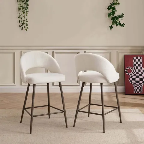 BOXED DUSK LOLA SET OF 2 BARSTOOLS - TEDDY CREAM