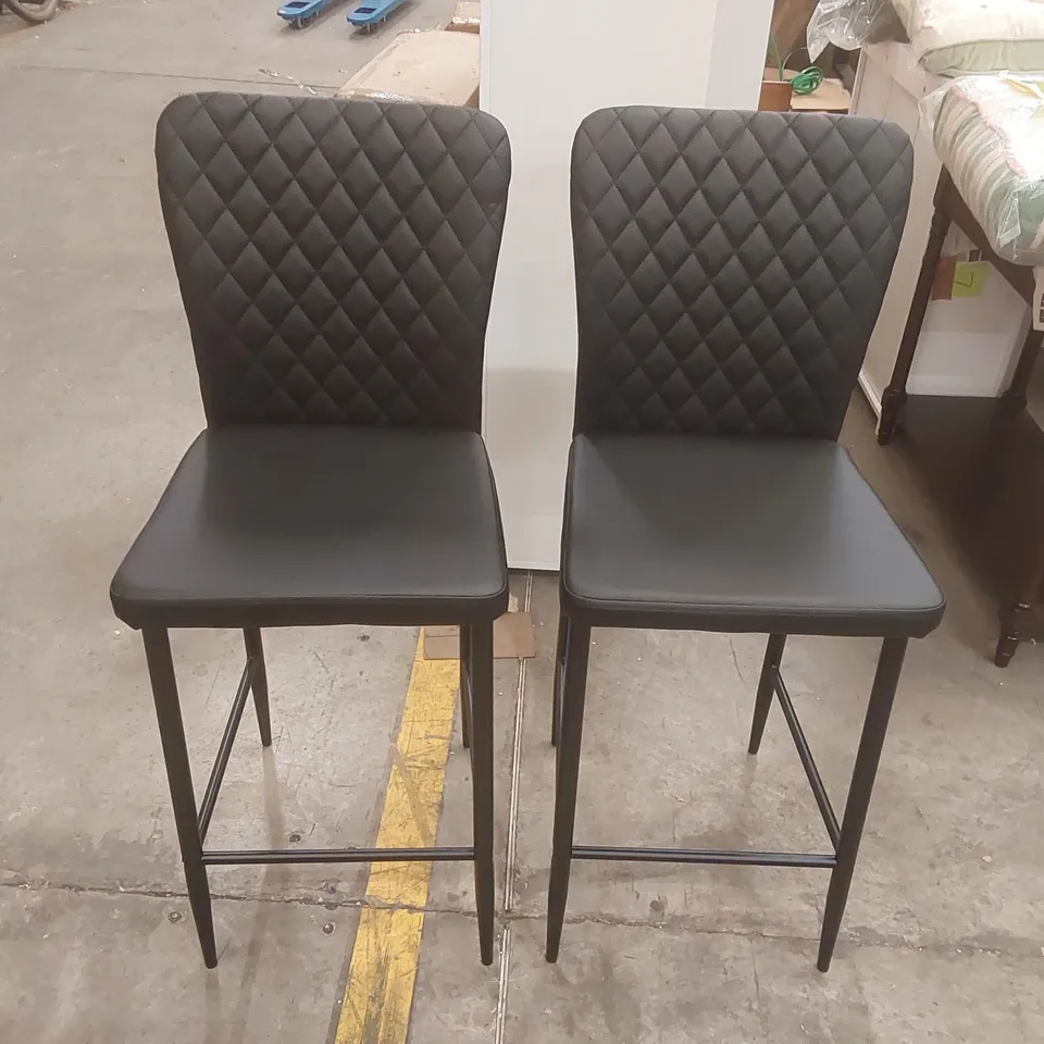 PAIR OF DESIGNER FAUX LEATHER BAR CHAIRS
