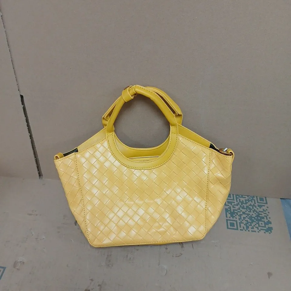 BOX OF APPROXIMATELY 15 YELLOW LEATHER QUILTED HANDBAG WITH SHORT HANDLES - COLLECTION ONLY