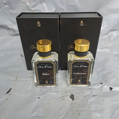 CHEZ PIERRE X2 ASSORTED BOXED 50ML FRAGRANCES TO INCLUDE - BAKAR - ENTHUSIAST