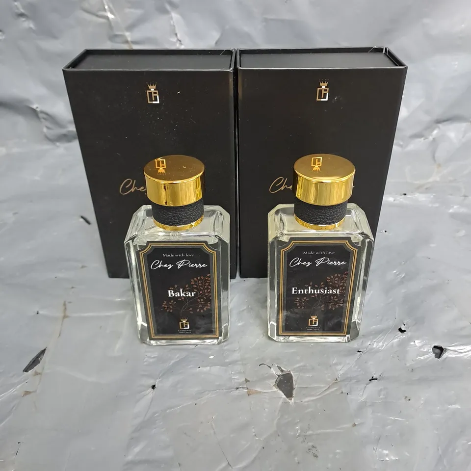 CHEZ PIERRE X2 ASSORTED BOXED 50ML FRAGRANCES TO INCLUDE - BAKAR - ENTHUSIAST