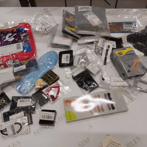 28 BRAND NEW ITEMS TO INCLUDE: LANNISTER PINS, SUPER MARIO PYJAMAS, BE YOURSELF JEWELLERY, FLIGHT SOCKS,BRACELET, HEEL SHOE GRIPS, LIGHT BLUE LADIES PURSE, ANNEFIT WATCH STRAP