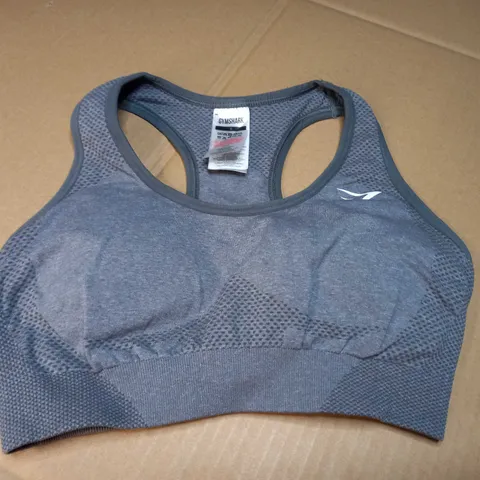 GYMSHARK GREY/LOGO SPORTS BRA - SMALL