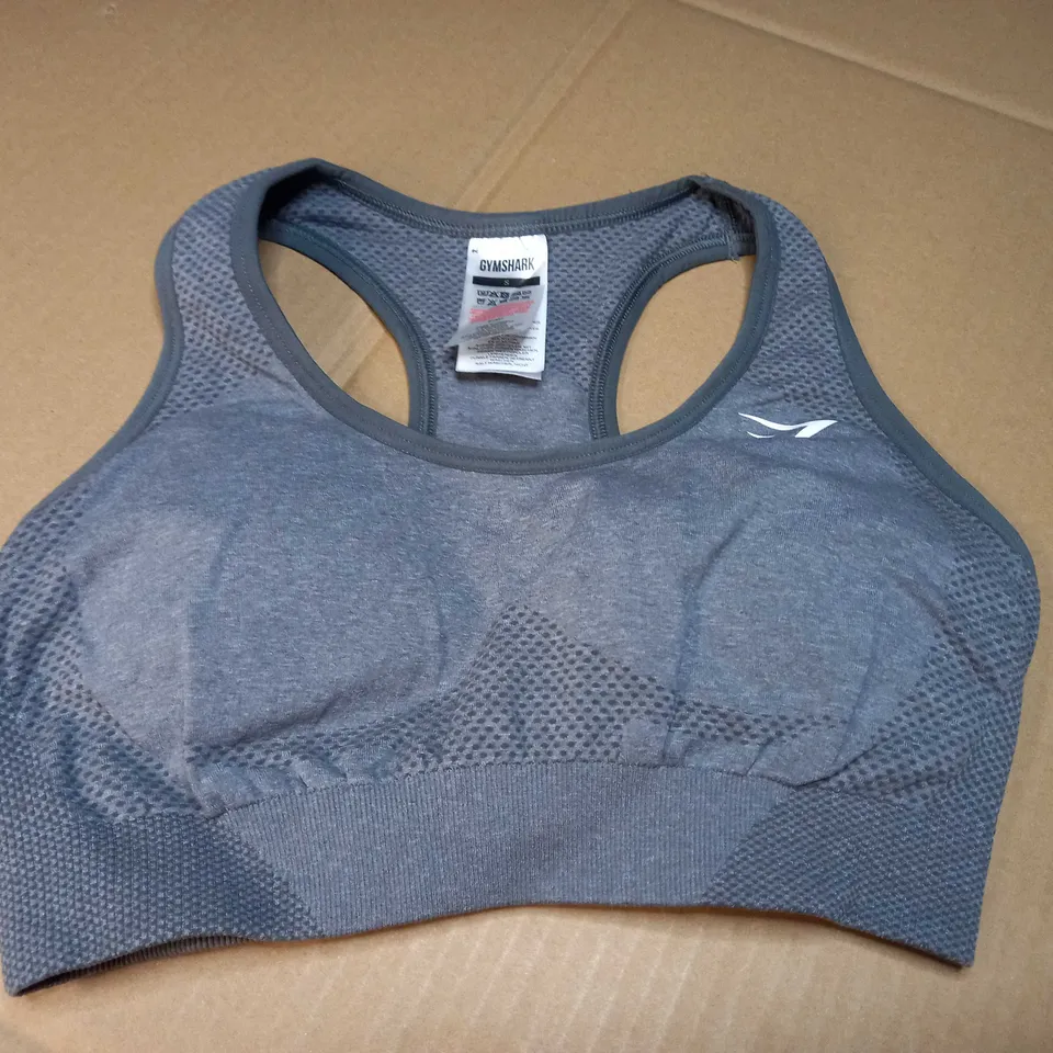GYMSHARK GREY/LOGO SPORTS BRA - SMALL