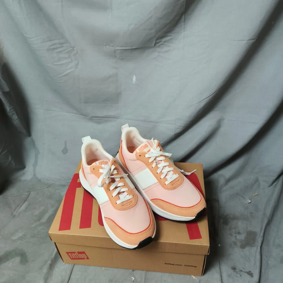 FITFLOP WOMEN'S TRAINERS - PINK/PEACH WITH WHITE STRIPES, UK 6 (EU 39)