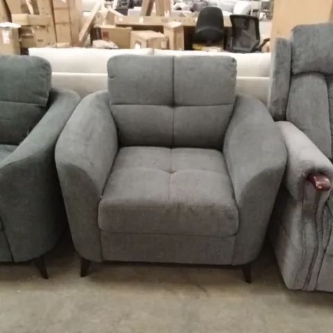 DESIGNER GREY FABRIC ARMCHAIR 