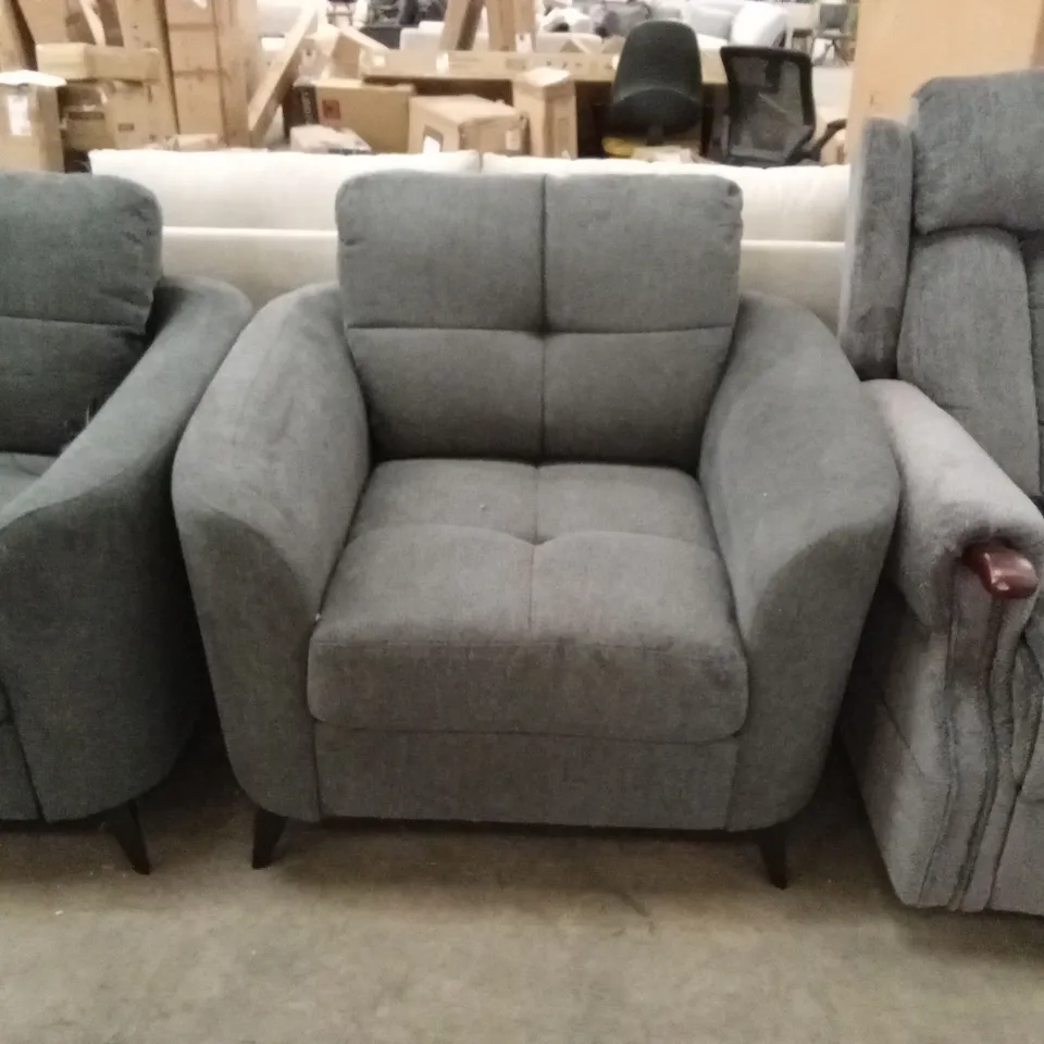 DESIGNER GREY FABRIC ARMCHAIR 