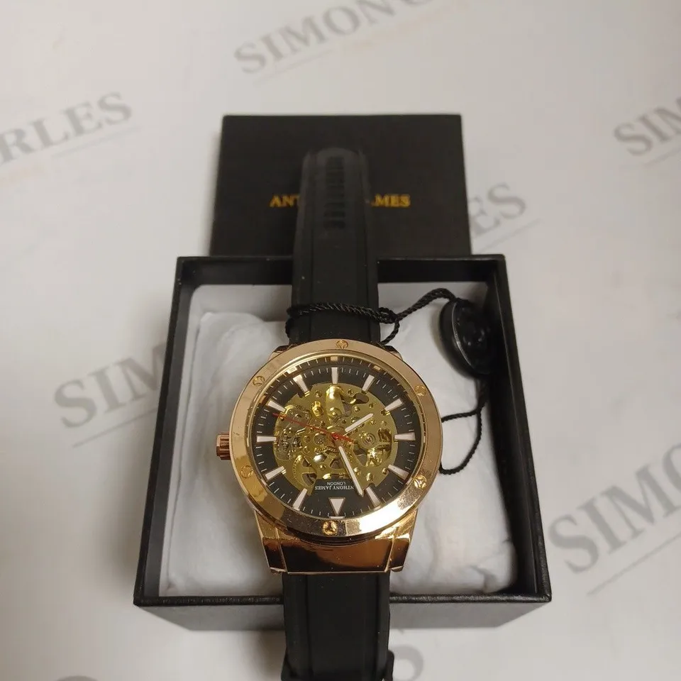 BOXED ANTHONY JAMES LIMITED EDITION EXPEDITE WATCH - BLACK & GOLD