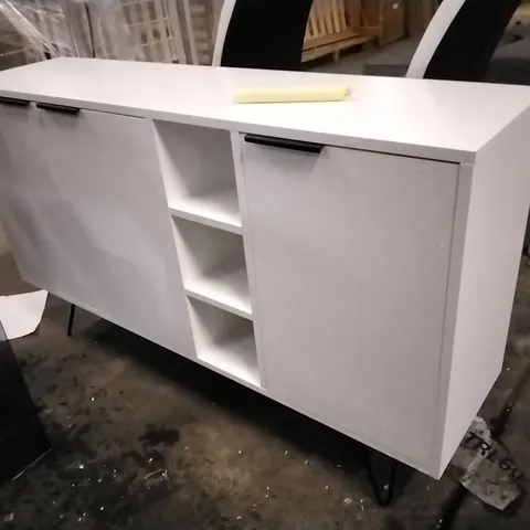 JAYCEE 142CM WIDE SIDEBOARD - STYLISH STORAGE CABINET WITH METAL HAIRPIN LEGS - WHITE