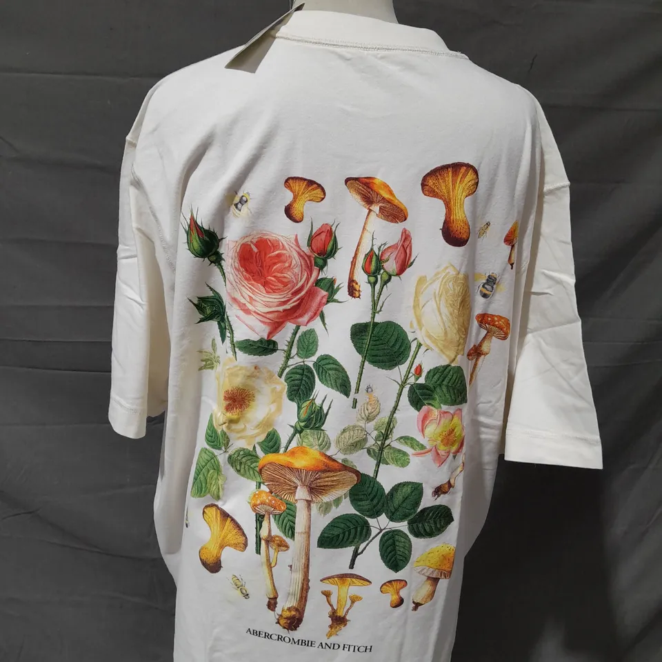 ABERCROBMIE & FITCH SOFT A&F ESSENTAILS MUSHROOMS T-SHIRT - LARGE