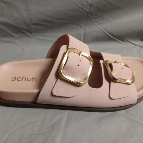 SCHUH WOMEN'S PINK SUEDE DOUBLE-BUCKLE SLIDE SANDALS - SIZE UNSPECIFIED