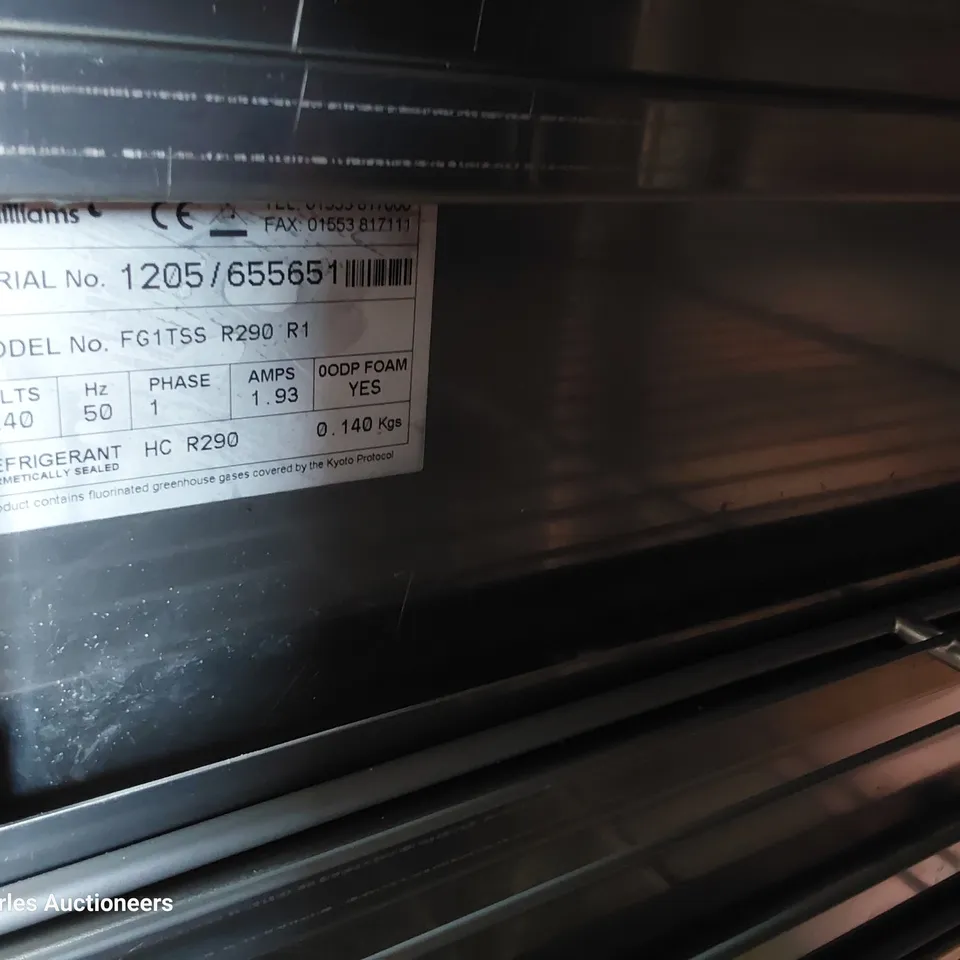 WILLIAMS COMMERCIAL TALL FRIDGE FG1TSS R290 R1