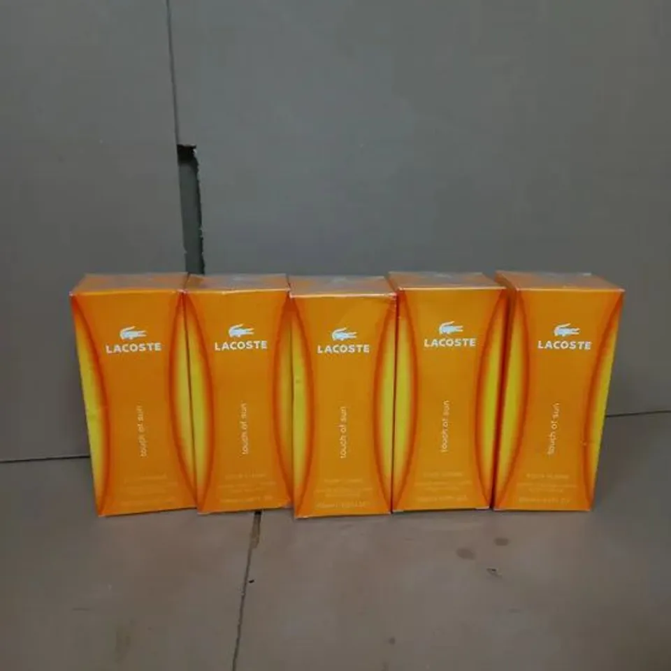LOT OF 5 LACOSTE TOUCH OF SUN BODY LOTION 150ML