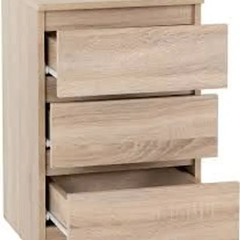 BOXED MALVERN 3 DRAWER BEDSIDE - SONOMA OAK EFFECT (1 BOX)