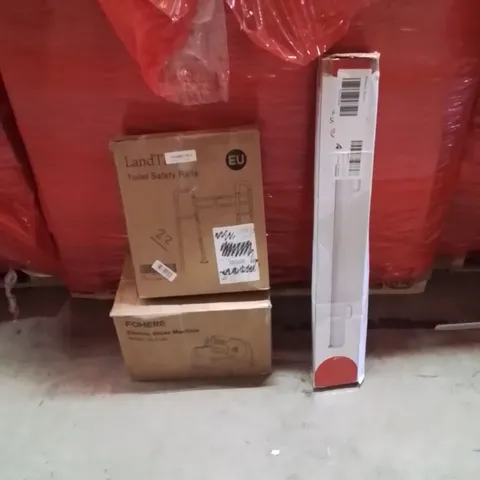 PALLET OF ASSORTED HOUSEHOLD GOODS AND PRODUCTS TO INCLUDE;SAFETY RAILS,RETRACTABLE SAFETY GATE,SLICER MACHINE