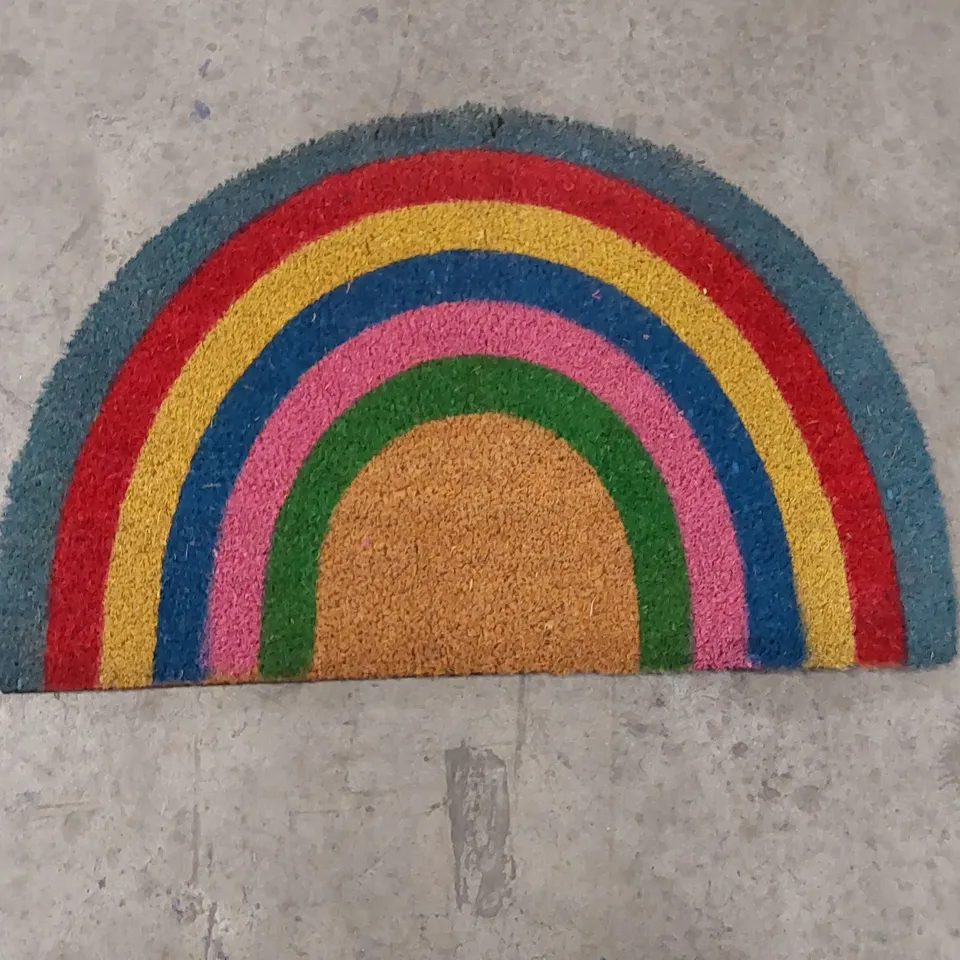BAGGED NICOLA SPRING COIR HALF MOON RAINBOW DOOR MAT - 60 x 40cm