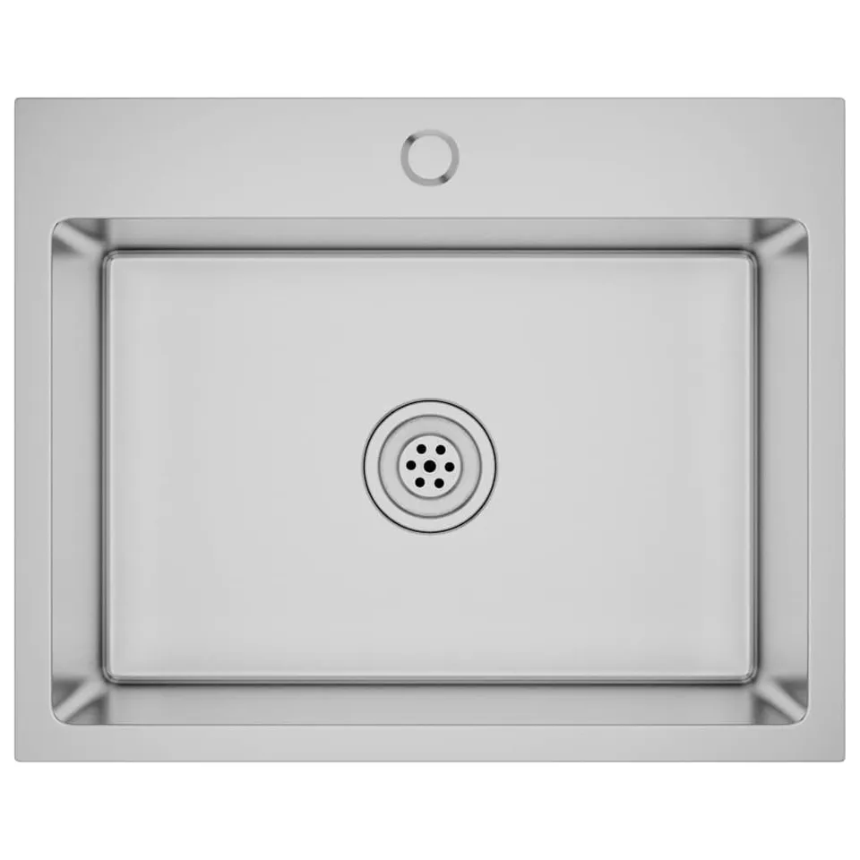 BOXED VIDAXL HANDMADE KITCHEN SINK STAINLESS STEEL SILVER - 55×44×20CM