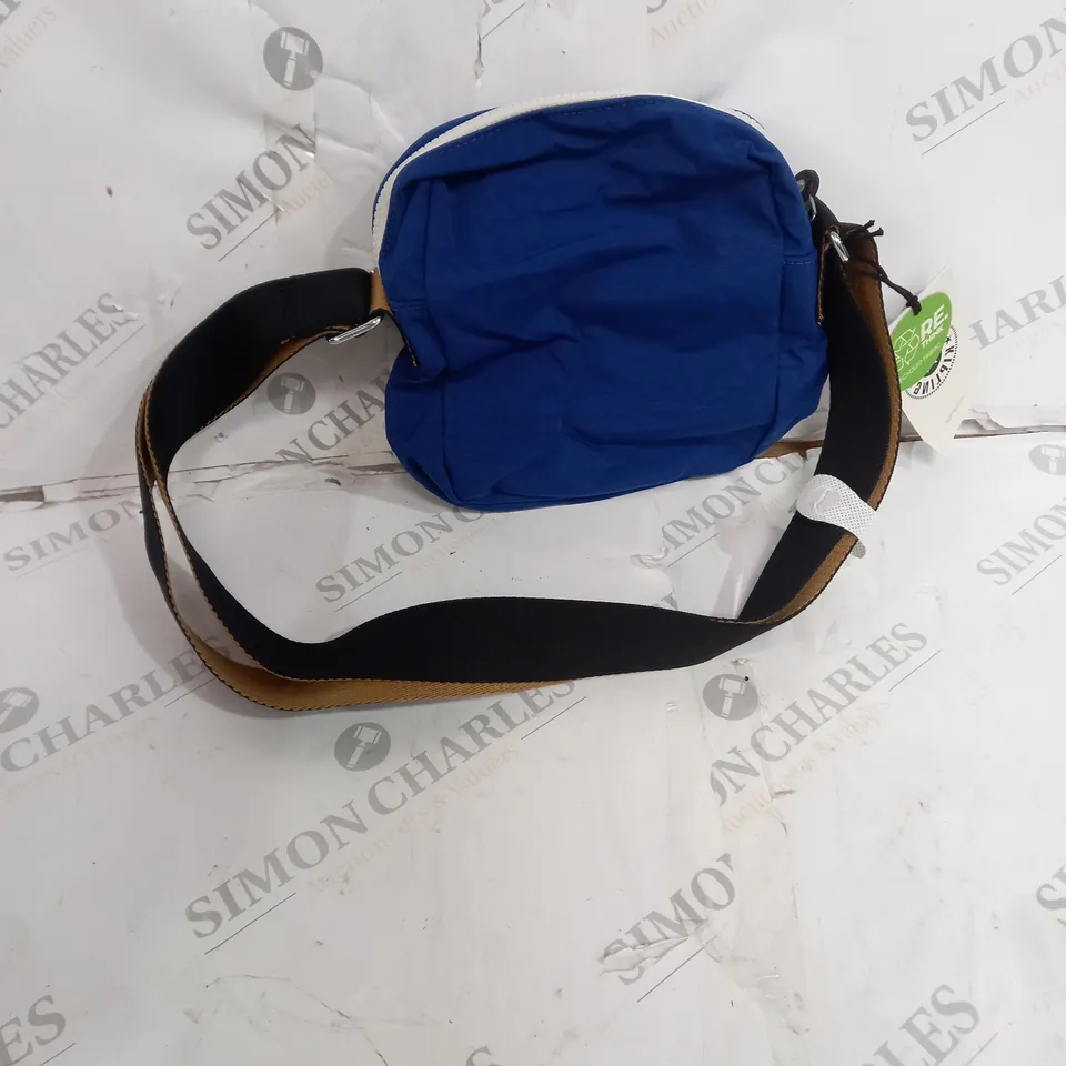 KIPLING CROSSBODY BAG IN DEEP SKY BLUE WITH BLACK AND TAN ACCENTS