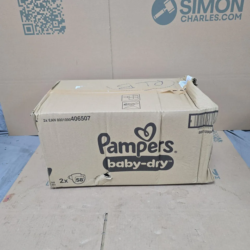 2 X PAMPERS BABY DRY JUMBO PACK 15KG+  BOXED