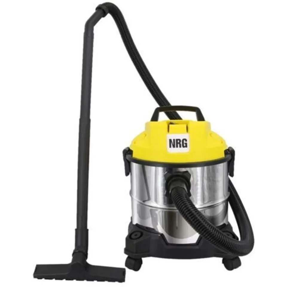 BOXED NRG WET AND DRY VAC-UUM CLEANER 20L 1200W WITH HEPA FILTER 18KPA YELLOW SILVER