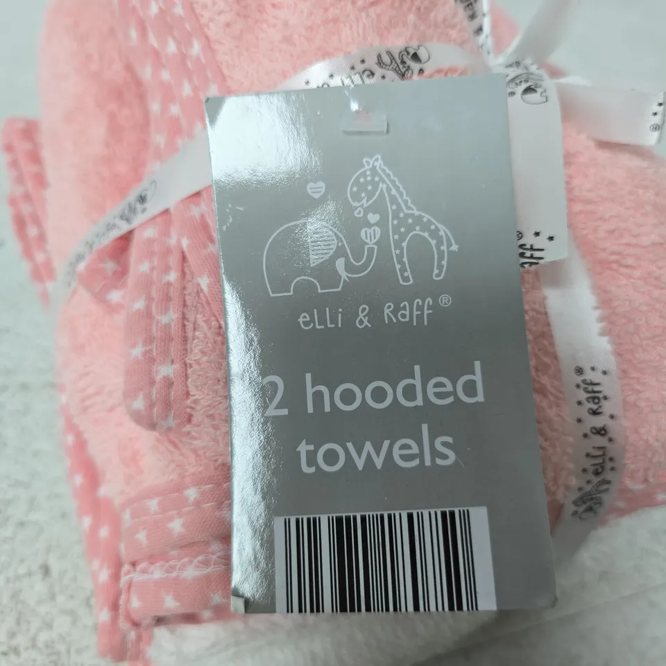 ELLI & RAFF 2 HOODED BABY TOWELS – PINK / WHITE