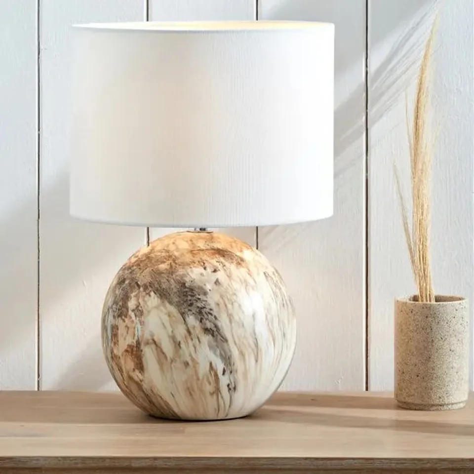 BOXED PACIFIC VIEJO NATURAL STONE EFFECT CERAMIC TABLE LAMP