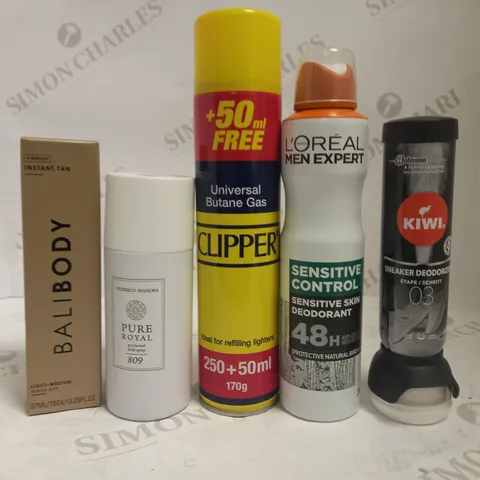LOT OF APPROXIMATELY 20 ASSORTED AEROSOLS, TO INCLUDE DEODORANT, TAN SPRAY & BUTANE GAS - COLLECTION ONLY