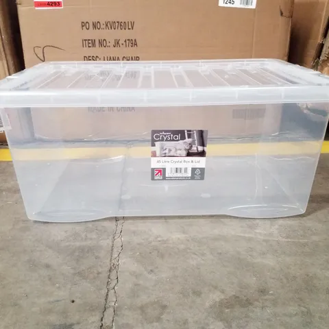BOXED PACK OF 5 PLASTIC 45L CLEAR STORAGE BOXES