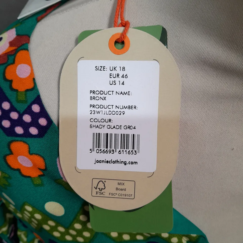 JOANIE DAWN PORTER BRONX GREEN PATTERENED MAXI DRESS - UK 18