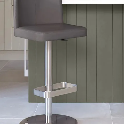 BOXED DANETTI ARLO DARK GREY LEATHER GAS LIFT BAR STOOL