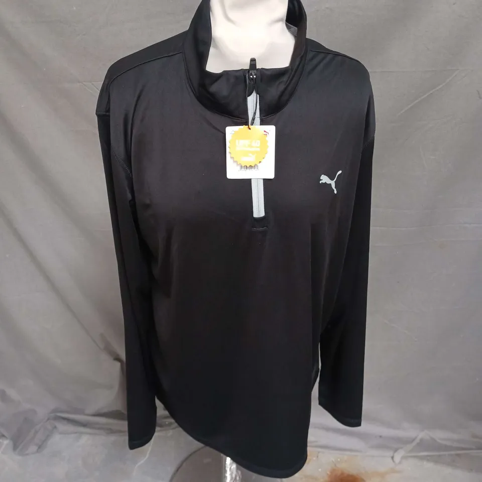 PUMA ICON 1/4 ZIP TOP IN BLACK SIZE L