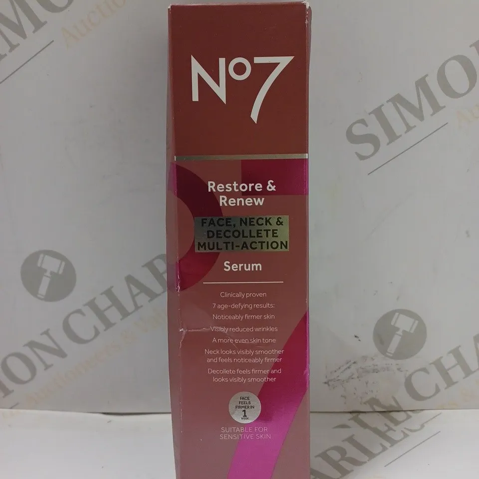 NO7 RESTORE & RENEW FACE & NECK MULTI ACTION SERUM 75ML